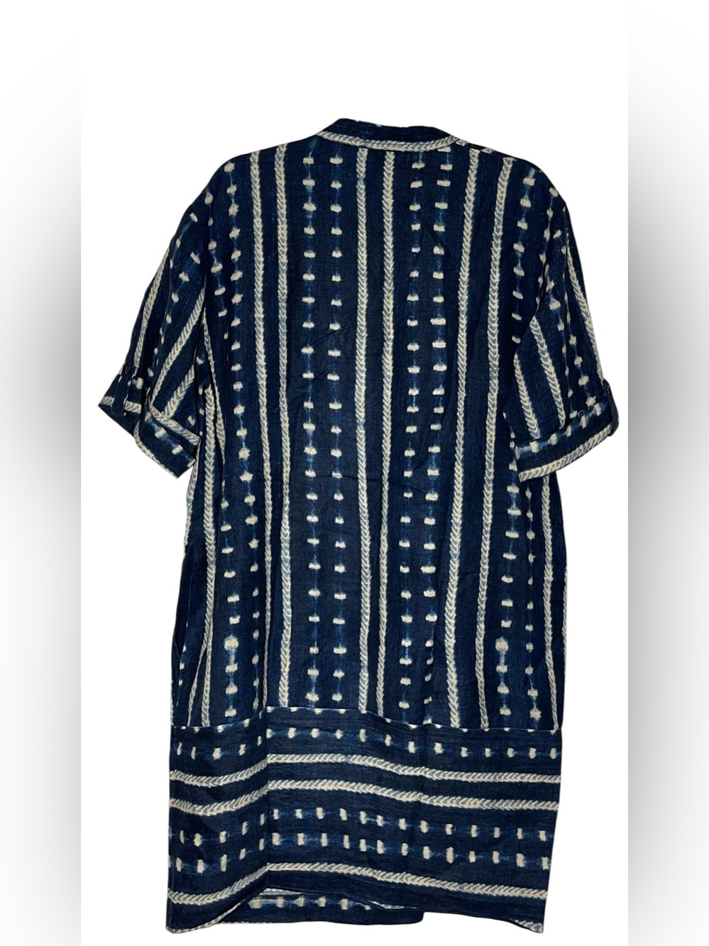 Lauren Ralph Lauren Blue Southwestern Linen Blend Short Sleeve Dress Size 14 - Picture 3 of 8